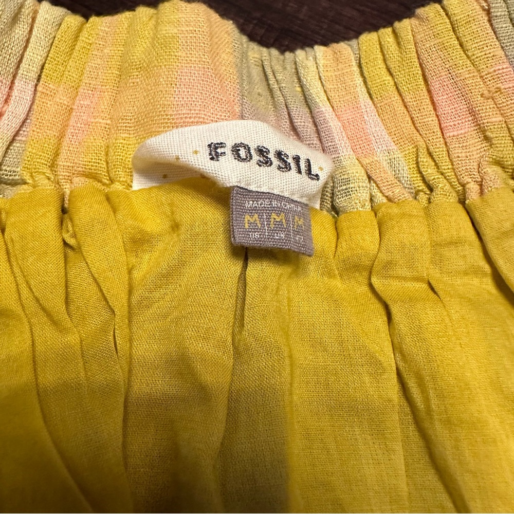 Fossil Yellow Gray Plaid Cotton Skirt Size Medium - Picture 3 of 5